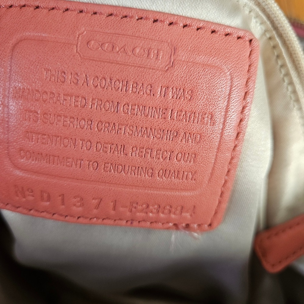 Coach Leather‎ Satchel Shoulder Bag Purse Coral Top Zip D1371 F23684 - Picture 6 of 11